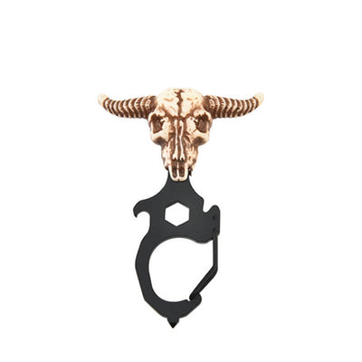 Practical Bull Indian Head Keychain With Hammer Breaker - Bull Head - Black - image 6
