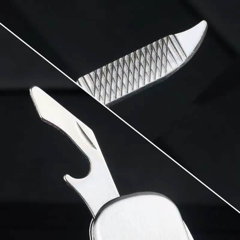 Silver Compact Folding Knife Keychain With Bottle Opener - image 5