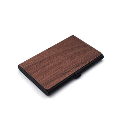 Custom Engraved Name Business Wooden Card Case - Black Walnut / Black - image 13