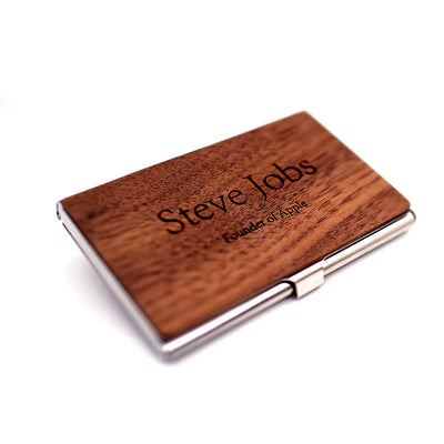 Custom Engraved Name Business Wooden Card Case - Almond / Silver - image 11