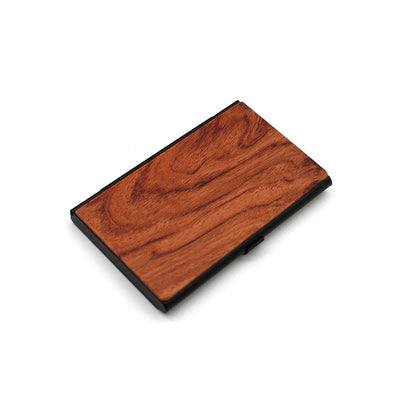 Custom Engraved Name Business Wooden Card Case - Almond / Black - image 14
