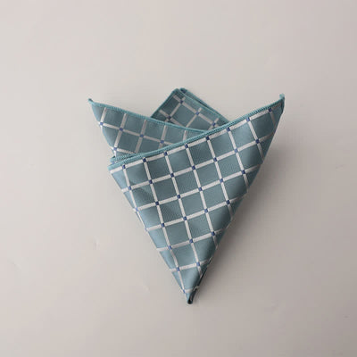 Men's Retro Saturated Color Checkered Pattern Pocket Square - Sky Blue - image 3