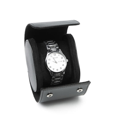 Custom Initials Travel Leather Roll Watch Case - 1-Position - Black - image 9