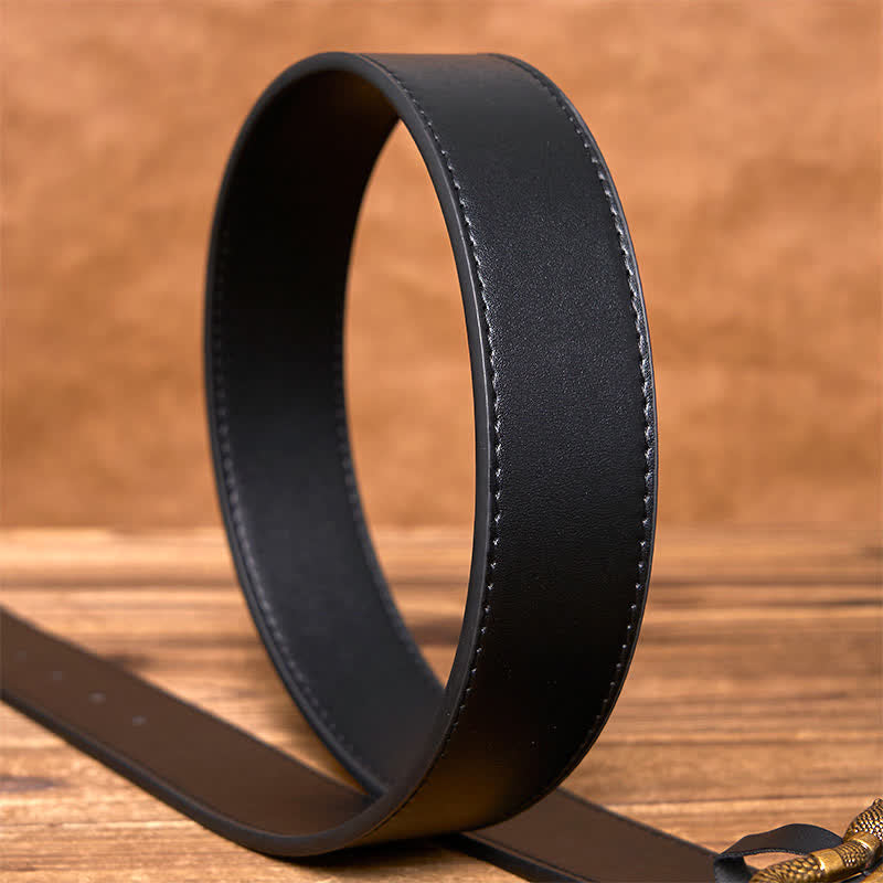 Men's Punk Bronze Serpent Buckle Streetwear Leather Belt - image 6