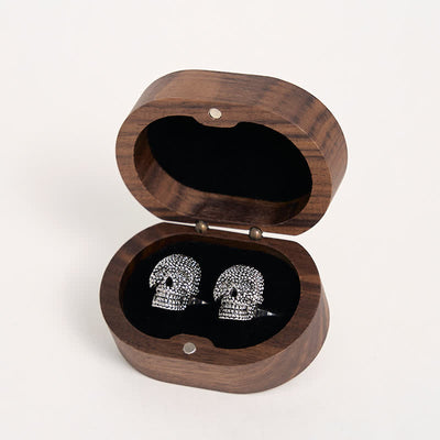 Men's 1 Pair Silver-Tone Punk Skull Head Cufflinks - image 4