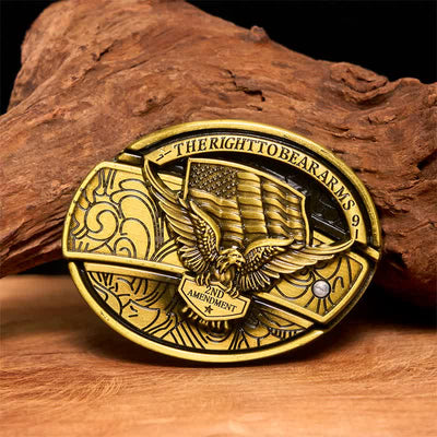 Men's DIY Bronze Eagle USA Flag Hidden Folding Knife Leather Belt - Eagle - Without Belt - Not Included Belt - image 1
