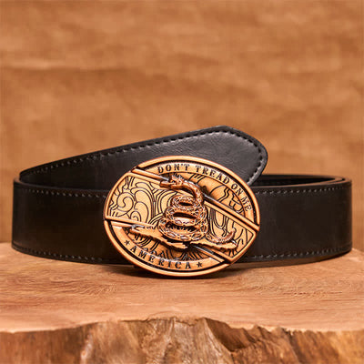 Men's DIY Red Bronze Snake Hidden Folding Knife Leather Belt - Snake - Black PU Belt - 42 - image 5