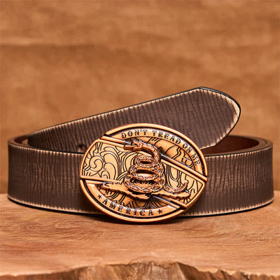 Men's DIY Red Bronze Snake Hidden Folding Knife Leather Belt - Snake - Brown Distressed Belt - 42 - image 9
