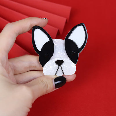 Handmade Black&White Dog Acrylic Brooch - image 2