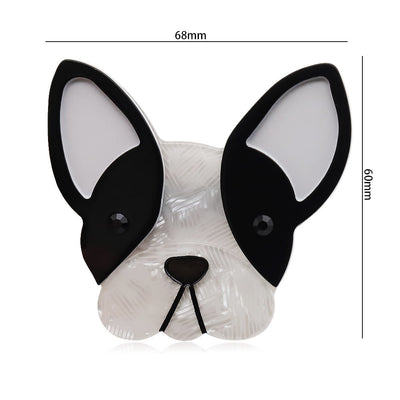 Handmade Black&White Dog Acrylic Brooch - image 5
