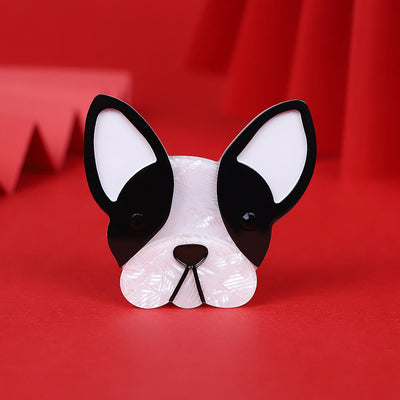 Handmade Black&White Dog Acrylic Brooch - Black&White - image 1
