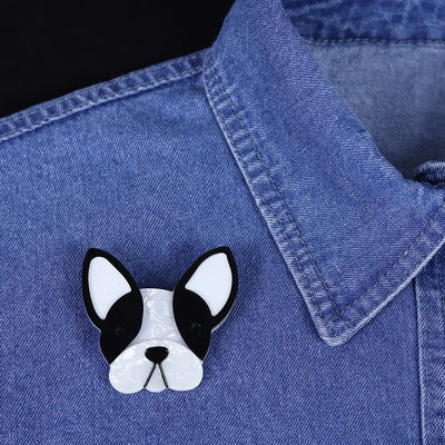 Handmade Black&White Dog Acrylic Brooch - image 3