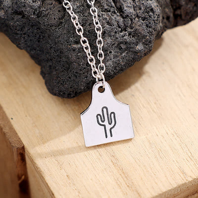 Custom Silver Mini Cattle Tag Initial Stainless Steel Necklace - image 5