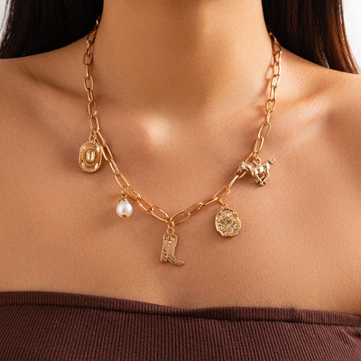 Western Style Multi-element Women's Exquisite Necklace - Golden Necklace - image 1