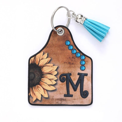 Western Style Sunflower&Letter Tassel Leather Keychain - M - image 15
