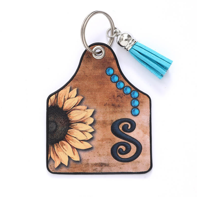 Western Style Sunflower&Letter Tassel Leather Keychain - S - image 21
