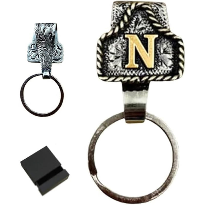 Western Cowboy Style Retro Letter Metal Keychain - N - image 16