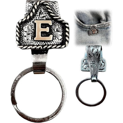 Western Cowboy Style Retro Letter Metal Keychain - E - image 7