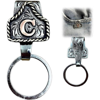 Western Cowboy Style Retro Letter Metal Keychain - C - image 5