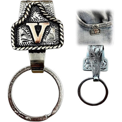 Western Cowboy Style Retro Letter Metal Keychain - V - image 23