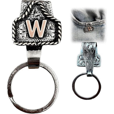 Western Cowboy Style Retro Letter Metal Keychain - W - image 24