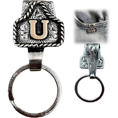 Western Cowboy Style Retro Letter Metal Keychain - U - image 22
