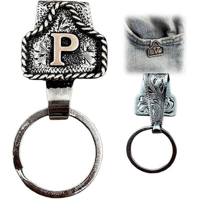 Western Cowboy Style Retro Letter Metal Keychain - P - image 18