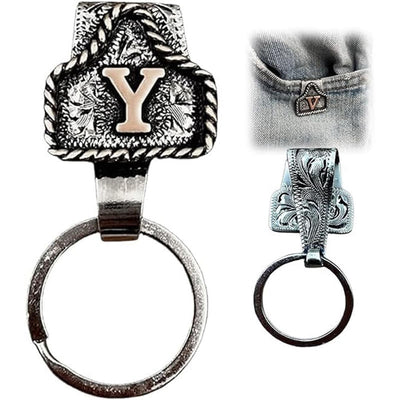Western Cowboy Style Retro Letter Metal Keychain - Y - image 26