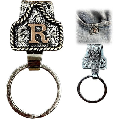Western Cowboy Style Retro Letter Metal Keychain - R - image 19