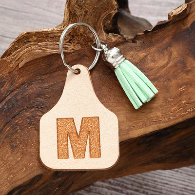 Farm Minimalist Style Letter Green Tassel Keychain - image 1