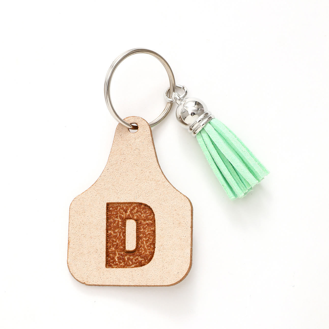 Farm Minimalist Style Letter Green Tassel Keychain - D - image 6