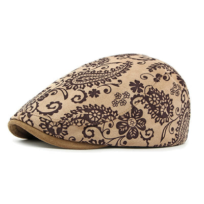 Ethnic Style Personalized Cashew Print Beret Hat - Khaki - Adjustable (21 5/8"-22 7/8") - image 1