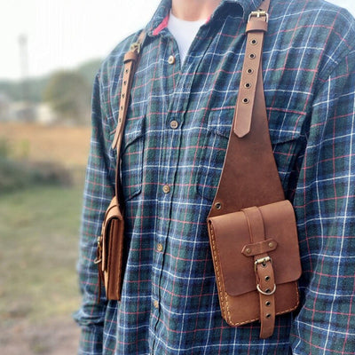 Retro Punk Anti-theft Mobile Phone Leather Shoulder Bag - image 1