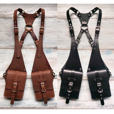 Retro Punk Anti-theft Mobile Phone Leather Shoulder Bag - image 7
