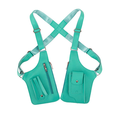 Outdoor Multi-Pocket High-Capacity Leather Underarm Shoulder Bag - Green - image 11