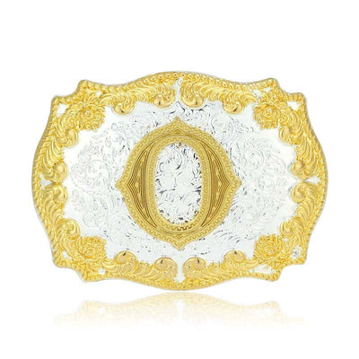 Men's DIY Golden Initial Letter Buckle Leather Belt - O - Without Belt - image 20