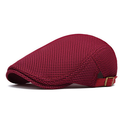 Solid Color Summer Mesh Flat Top Beret Hat - Burgundy - Adjustable (22"-23 5/8") - image 16