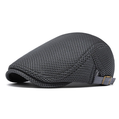 Solid Color Summer Mesh Flat Top Beret Hat - Dark Gray - Adjustable (22"-23 5/8") - image 10