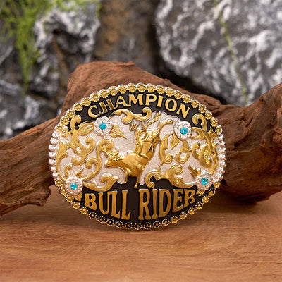 Men's DIY Golden Bull Champion Bull Rider large buckle Leather Belt - Golden Bull - Without Belt - Not Included Belt - image 1