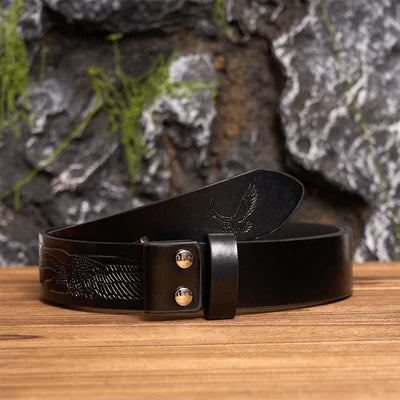 Golden Black DIY Retro Initial Letter Buckle Leather Belt - Z - Black Embossed Eagle Belt (40) - image 2