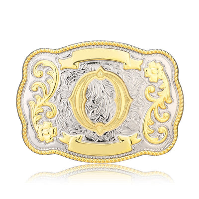 Golden & Silver DIY Western Initial Letter Buckle Leather Belt - O - Without Belt - image 15
