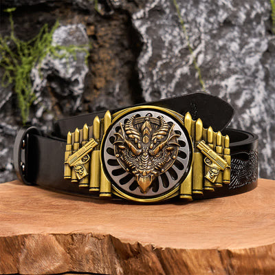 Bronze Sharp-Billed Dragon DIY Rotating Buckle Leather Belt - Sharp-Billed Dragon - Black Embossed Eagle Belt - 42 - image 3