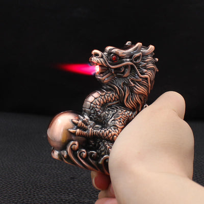 Embossed Golden Dragon Windproof Butane Lighter - image 1