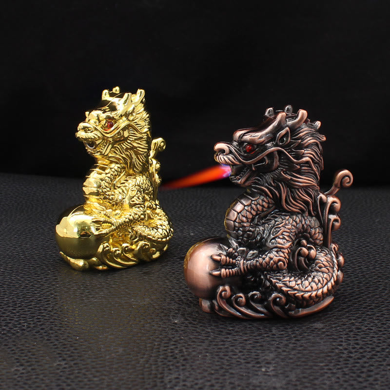 Embossed Golden Dragon Windproof Butane Lighter - image 2