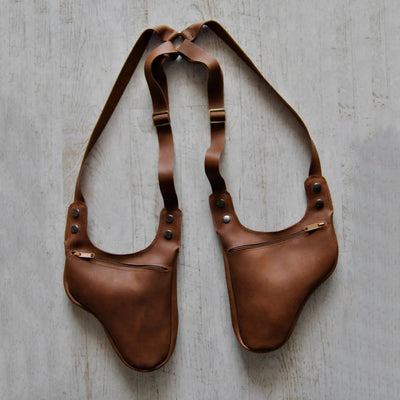 Retro Men's Adjustable Strap Underarm Zipper Shoulder Bag - Dark Brown - image 3
