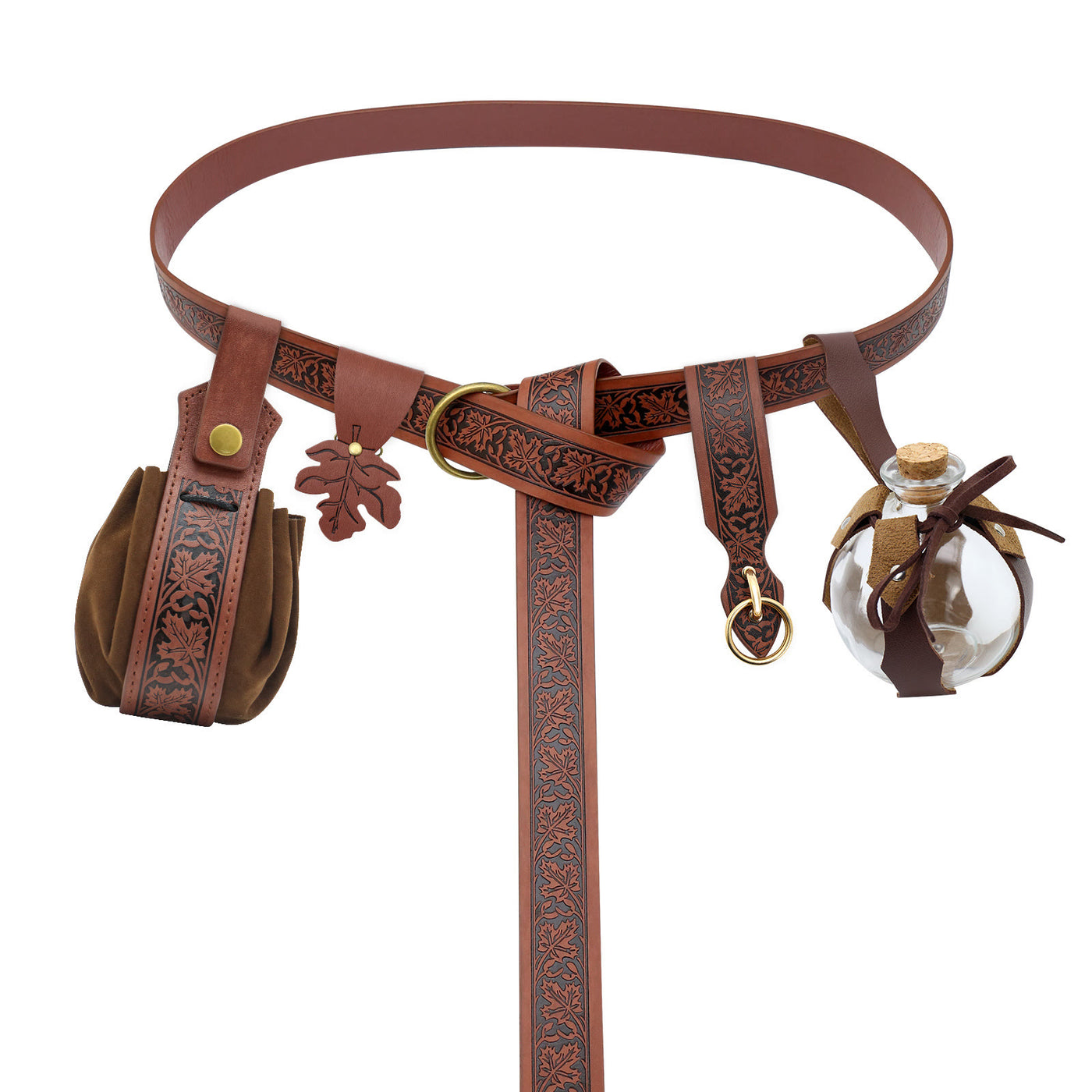 Halloween Cosplay Costume Maple Leaf Embossed Viking Belt Set - 5 Pcs - image 1