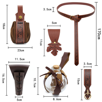 Halloween Cosplay Costume Maple Leaf Embossed Viking Belt Set - image 8