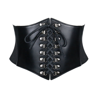 Black Women's Stylish Buckle & Strap Corset Belt - Lace-up Style - image 3