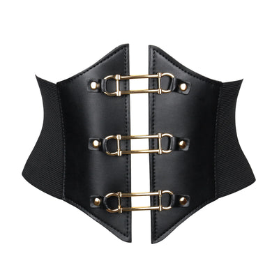 Black Women's Stylish Buckle & Strap Corset Belt - Square Ring Buckle - image 4