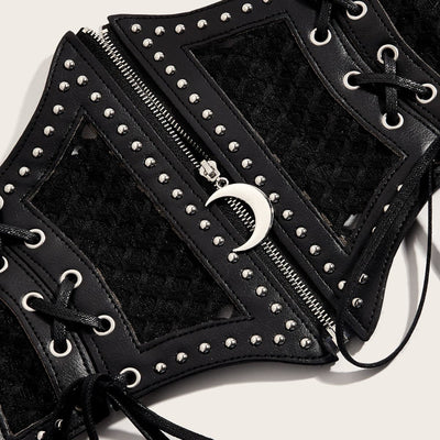 Black Fashion Strap Zipper Mesh Women's Corset Belt - image 4